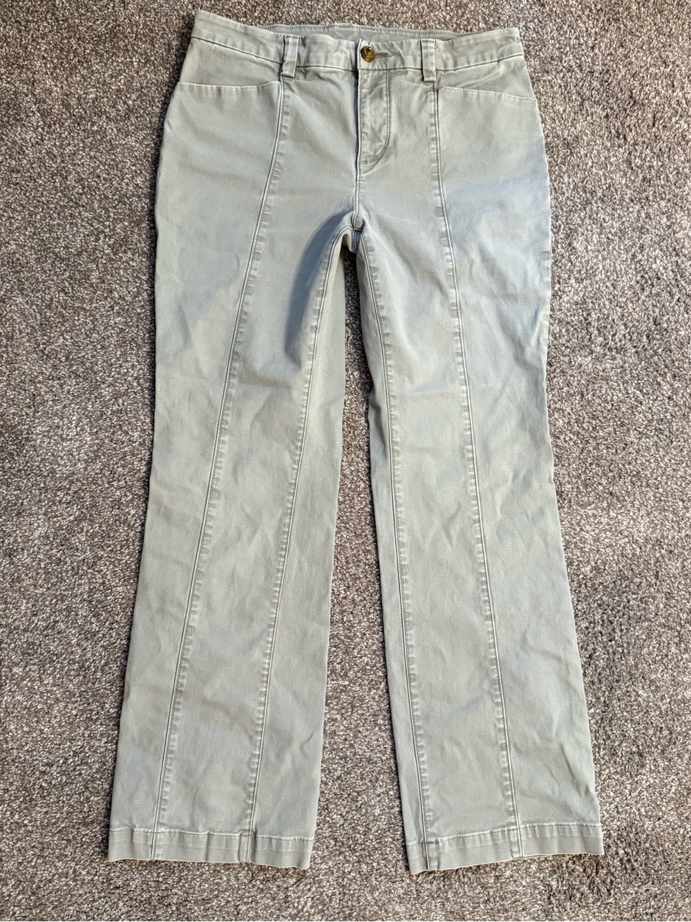 Women's Duluth Trading Workday Warrior Bootcut Chino Green Khaki 8